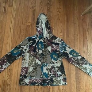 Multi colored floral print hoodie